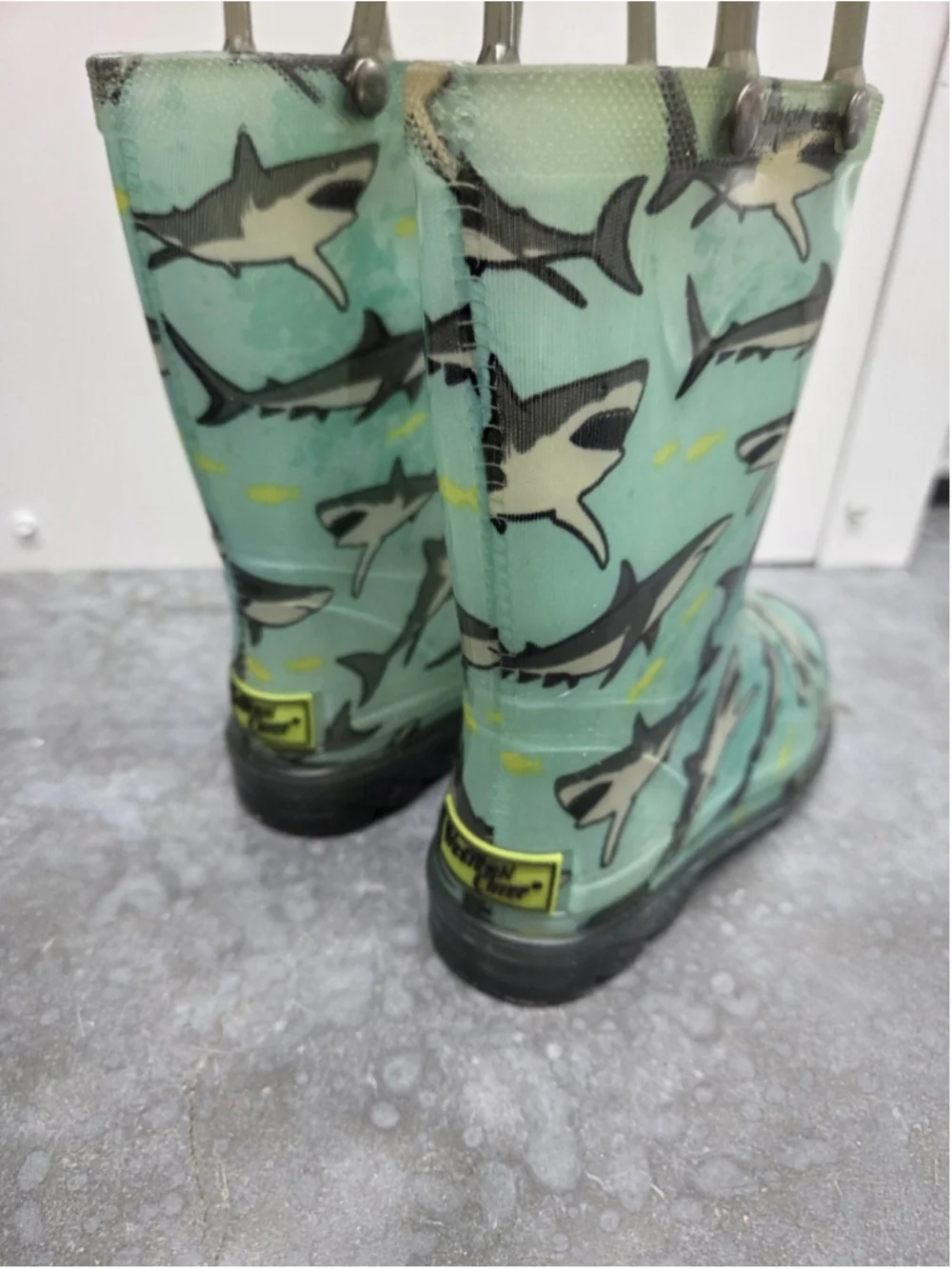 Western Chief Kids Tropic Shark Lighted Rain Boots Teal Blue Size 10 Toddler Boy